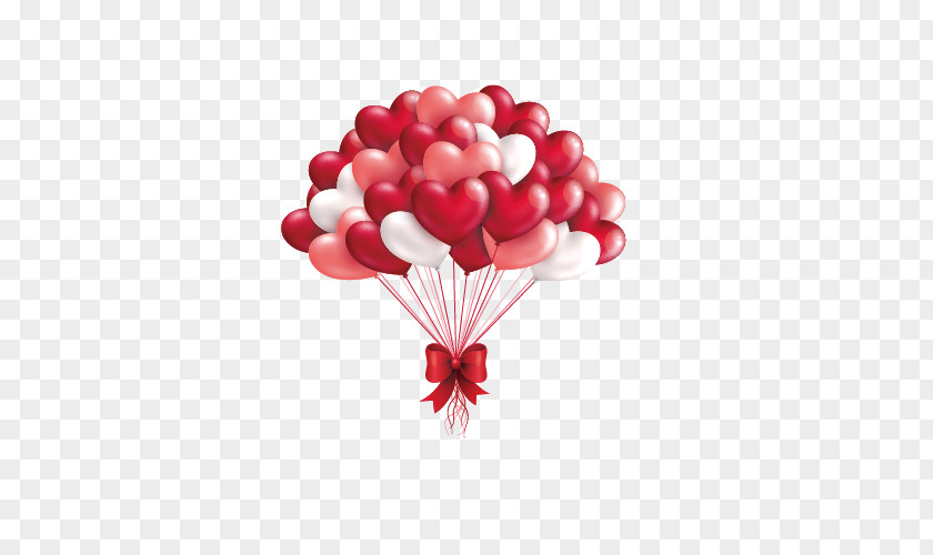 Red And White Heart-shaped Balloons PNG