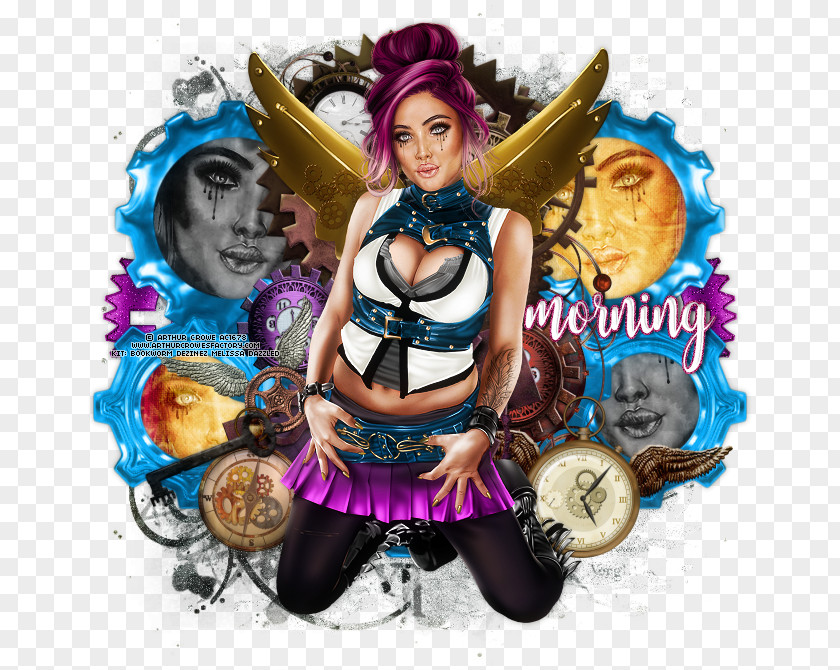 Steampunk Hairstyles Purple PNG
