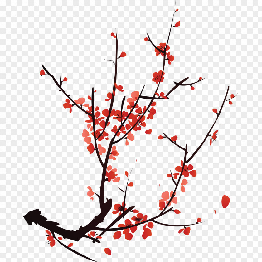 Plum Petals Blossom Chinoiserie Illustrator Illustration PNG