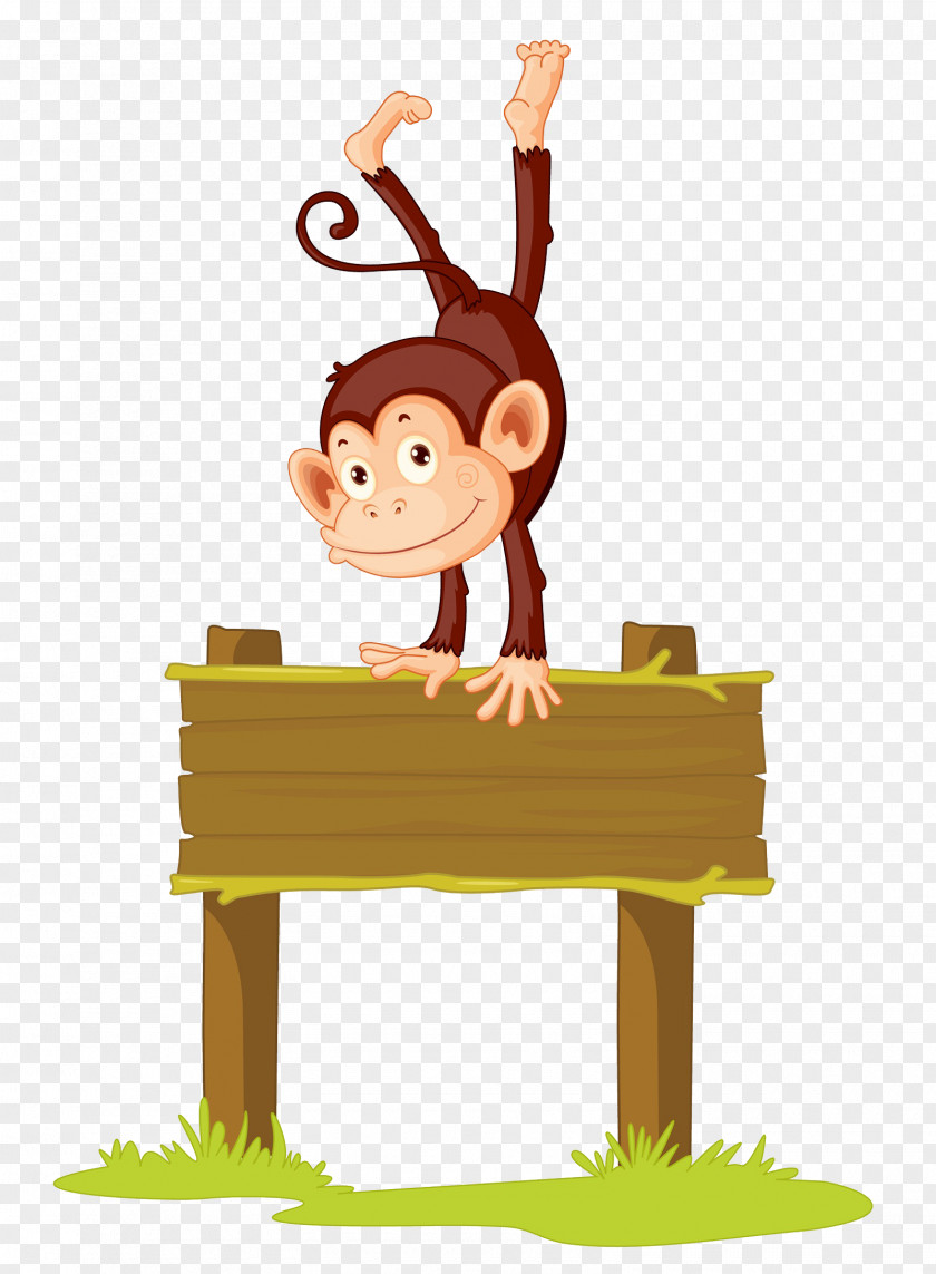 Inverted In The Board On Monkey Direction, Position, Or Indication Sign Royalty-free Illustration PNG