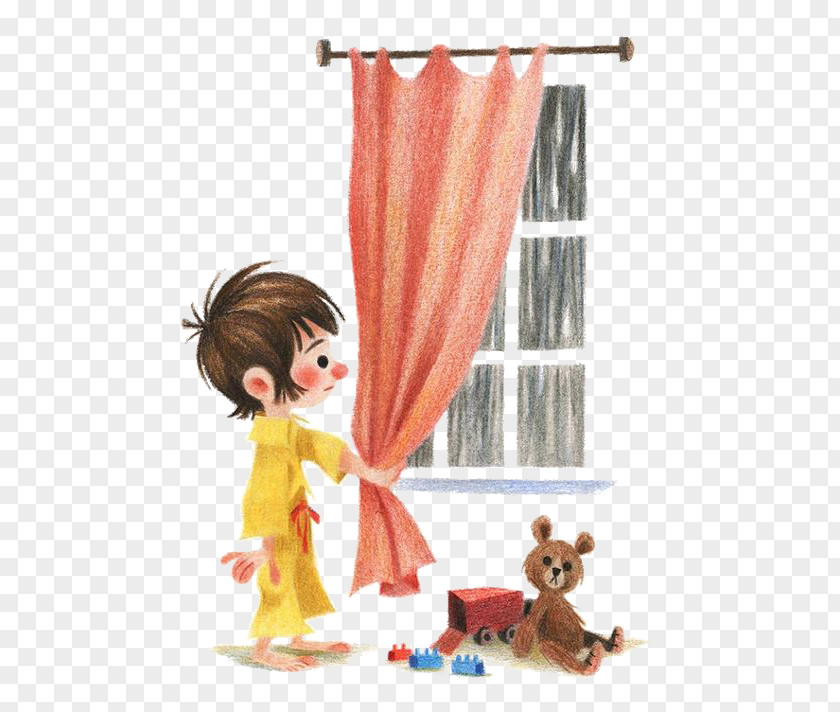 Pull The Curtains Boys Kindergarten Luck Curtain Illustration PNG