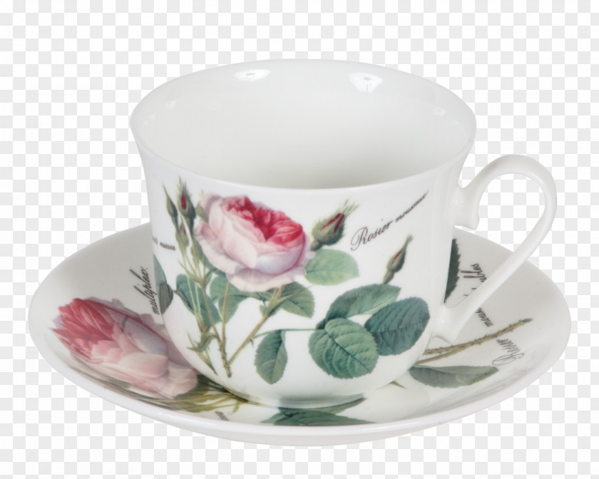 Mug Coffee Cup Roses Saucer PNG