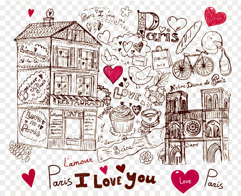 Romantic Paris Drawing Cartoon PNG
