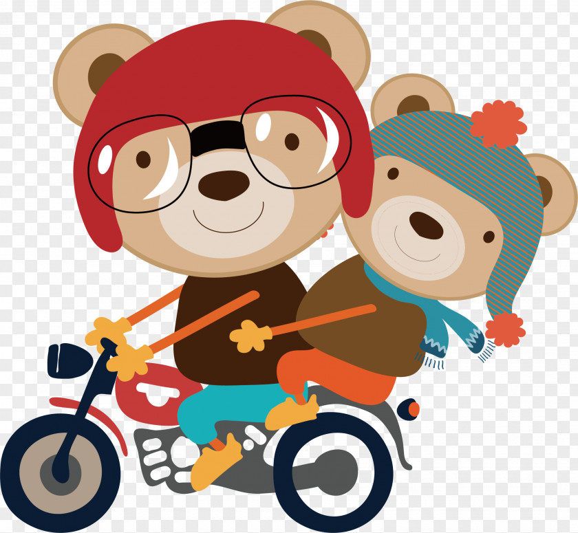 Cartoon Father And Son Bear Vector Motorcycle Helmet Car Harley-Davidson Chopper PNG