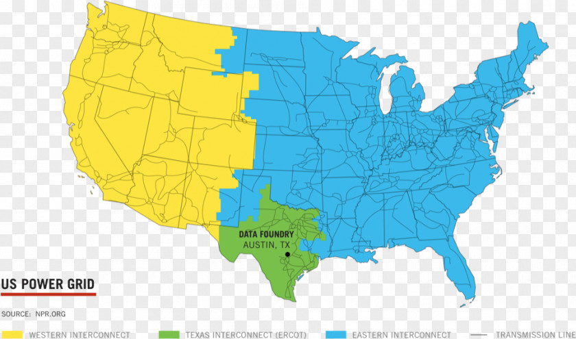 Electricity Grid United States Vector Map PNG