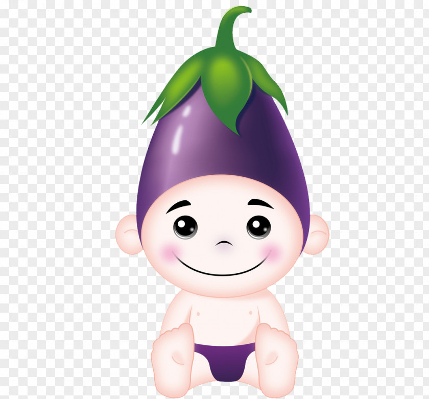 Cartoon Little Baby Eggplant Picture Material Vegetable PNG