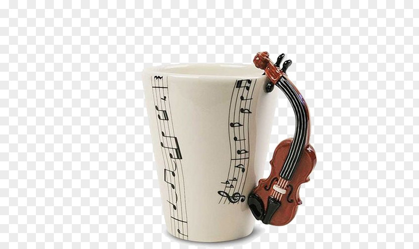 Cup Coffee Mug Violin Ceramic PNG
