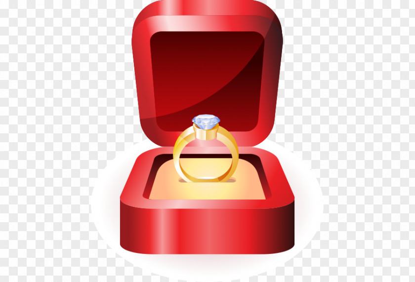 Vector Wedding Ring On The In Red Gift Box Engagement Clip Art PNG