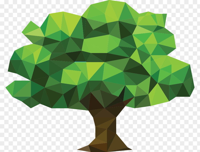 Low Poly Triangle Polygon Art Tree PNG