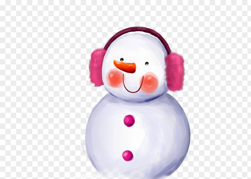 Snow Scene Snowman Wearing Headphones Cute Wallpaper PNG