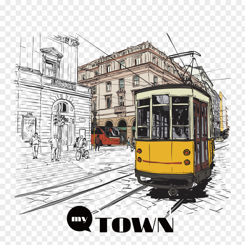 Vector Rail Bus Tram Fashion Drawing Illustration PNG