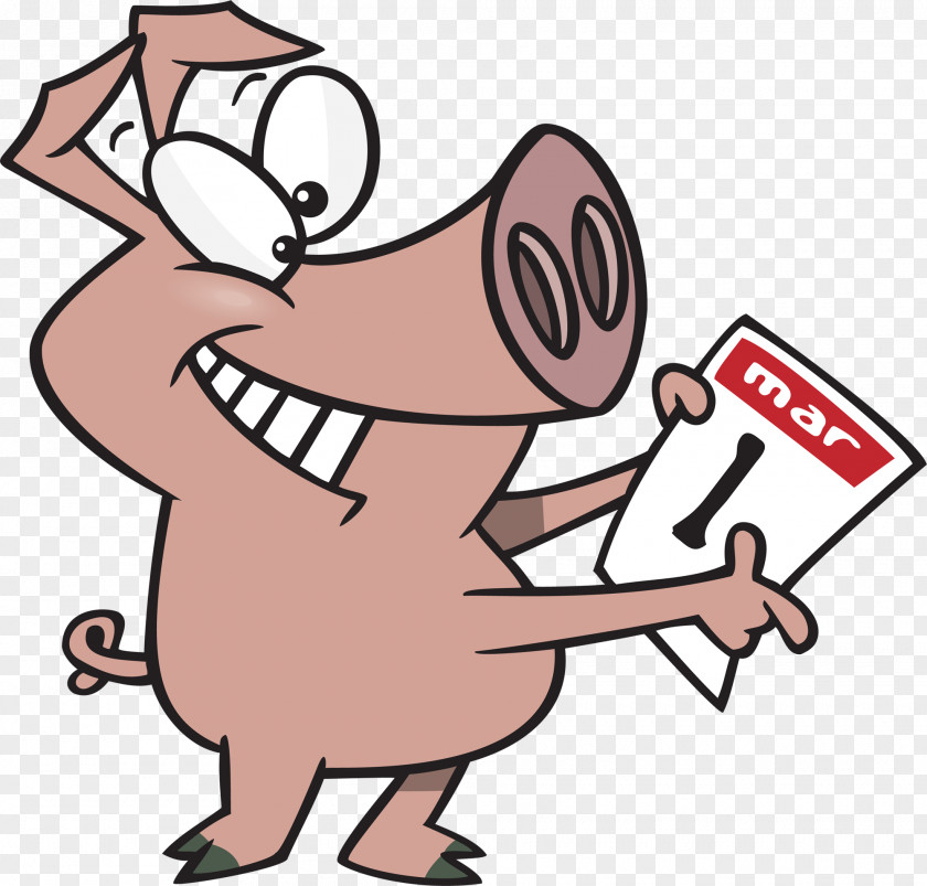 Pig Cartoon Mammal Thumb Character Clip Art PNG
