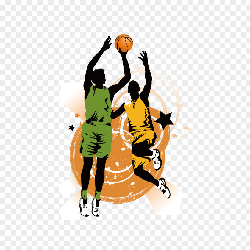 Vector Playing Basketball Slam Dunk Clip Art PNG