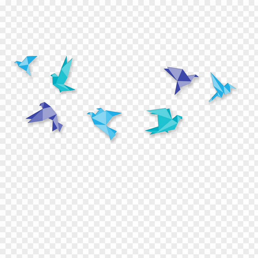 Blue Origami Birds Bird PNG