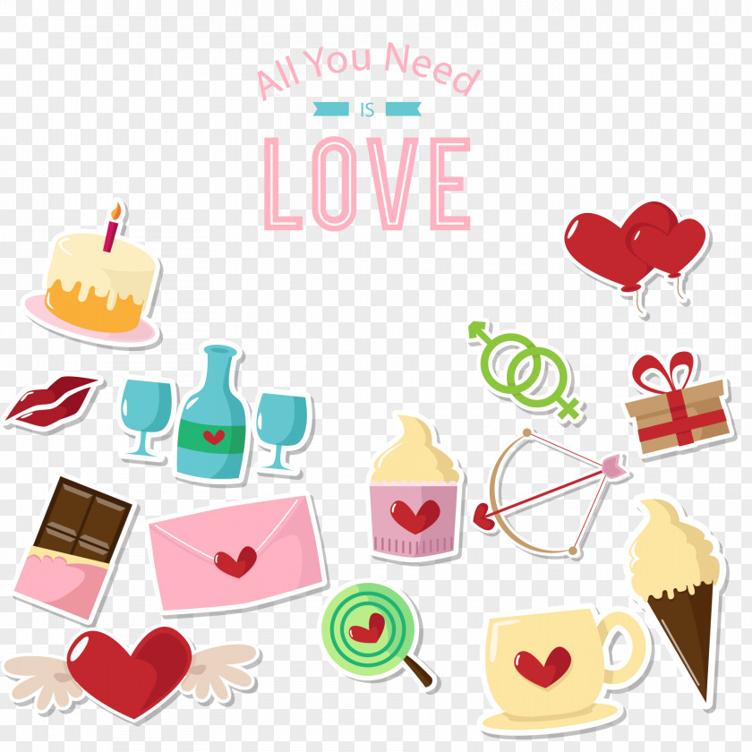 Decorative Stickers With Heart Vector Paper Sticker Envelope PNG
