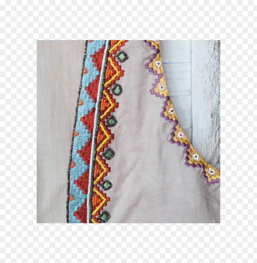 Machu Picchu Embroidery Beadwork Textile Turquoise Linen PNG