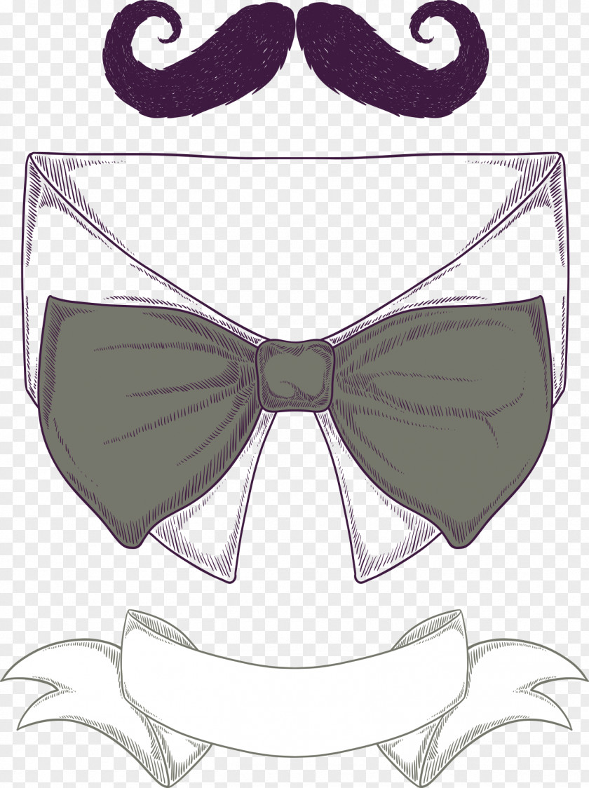 Vector Mustache And Bow Tie Cartoon Drawing Beard PNG