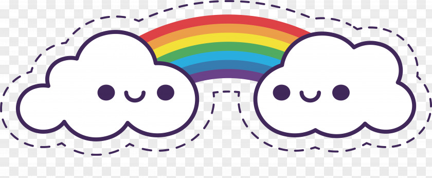 Cartoon Rainbow Cloud Clip Art PNG
