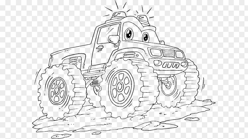 Monster Trucks Car Truck Coloring Book Grave Digger PNG