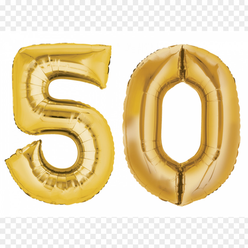 Gold 50 Gas Balloon Birthday Toy PNG