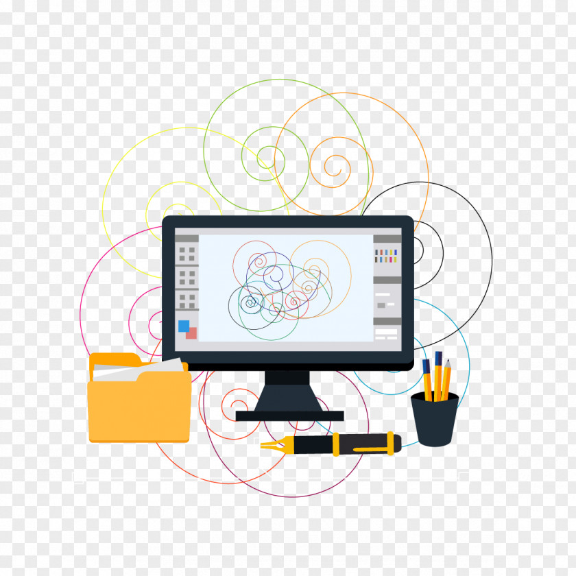Vector Computers And Pen Interior Design Services Graphic Designer PNG