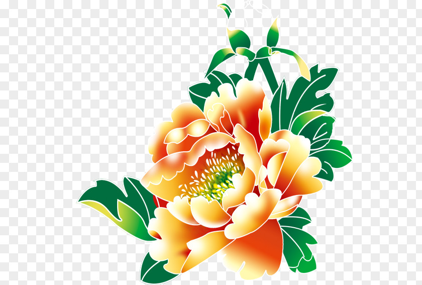 Hand-painted Peony Flower Pincelada Designer PNG
