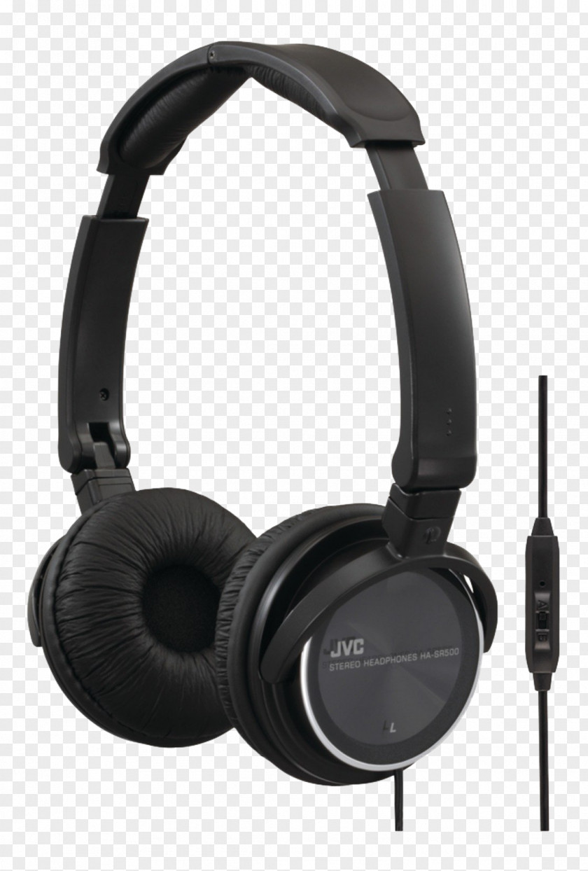 Headphones JVC HASR500B With Remote And Mic (Black) Microphone Ha-Sr500-B On-Ear Flat Foldable Smart Black PNG