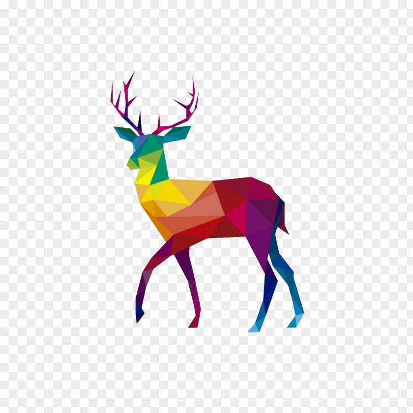 Polygon Deer Reindeer Animal Illustration PNG