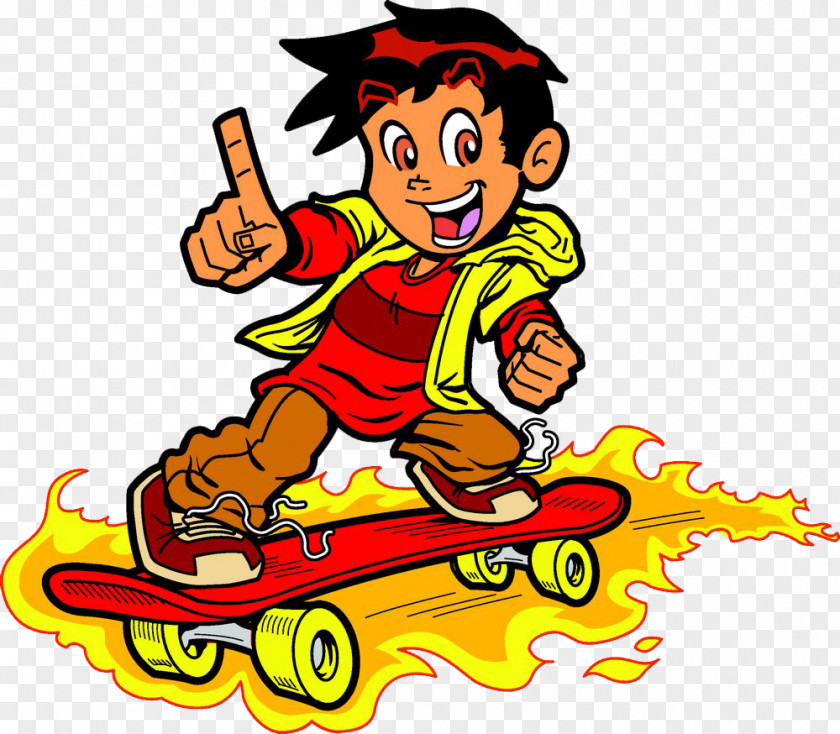 Fire Skating Skateboarding Cartoon Clip Art PNG