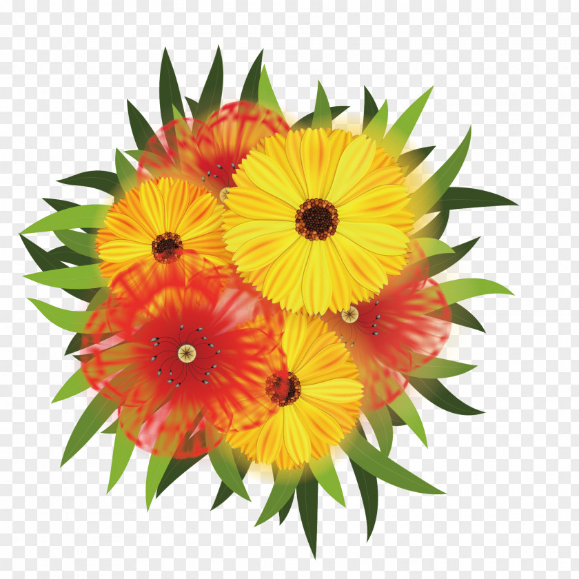 Vector Beautiful Chrysanthemum Flower Bouquet Clip Art PNG