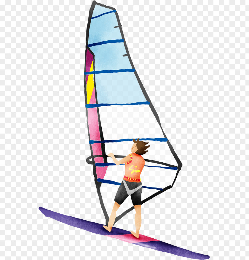 Sea Waves Person Sailboat Sailing Windsurfing PNG