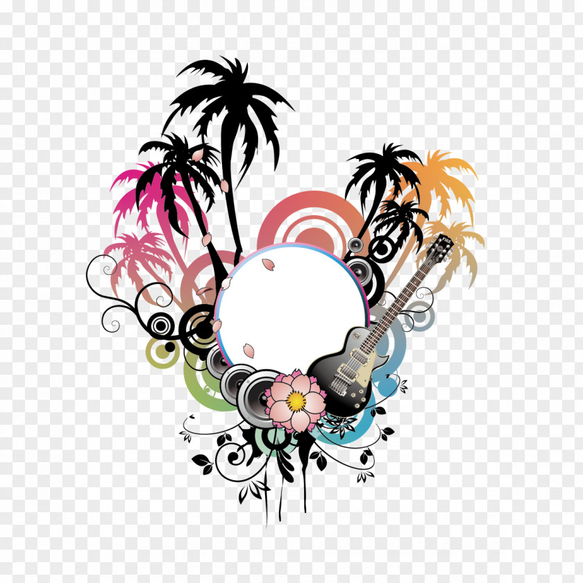 Coconut Trees And Piano Arecaceae Euclidean Vector Drawing PNG