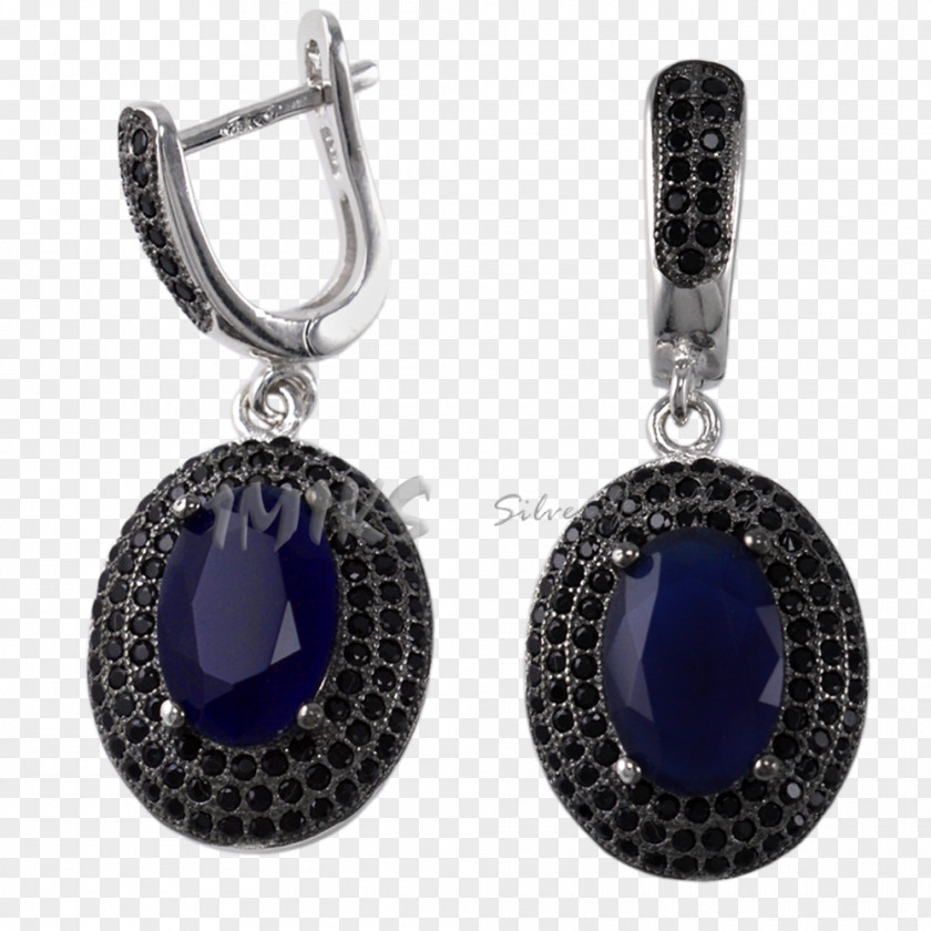 Sapphire Earring Cobalt Blue Silver PNG