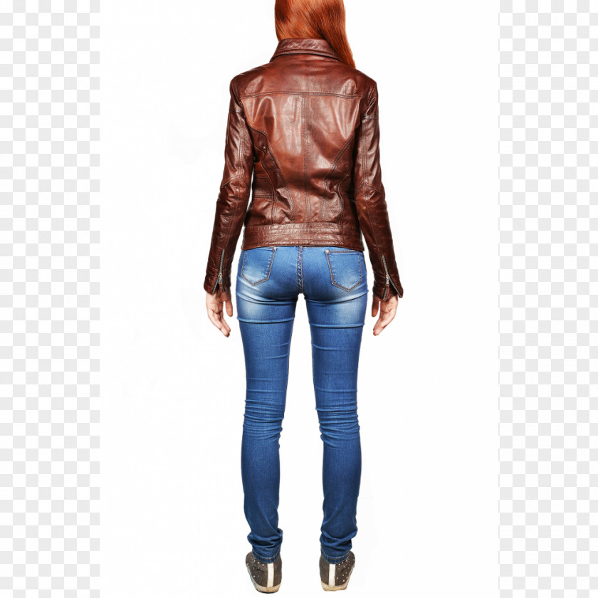 Jacket Leather Neck Jeans PNG