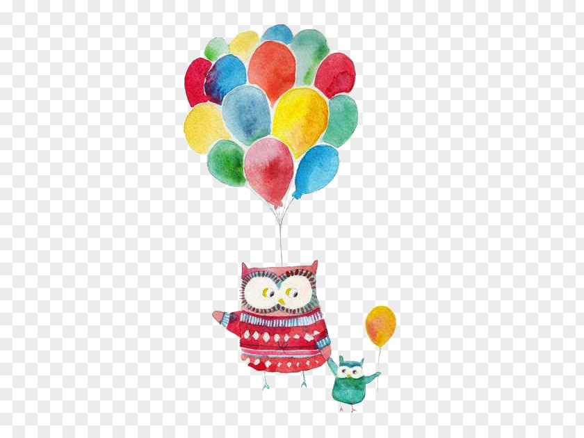 Owl And Balloons Child Illustration PNG