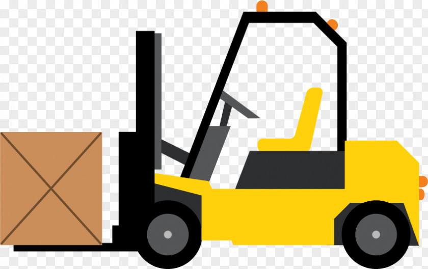 Vector Yellow Excavator Construction Vehicles Forklift Icon PNG