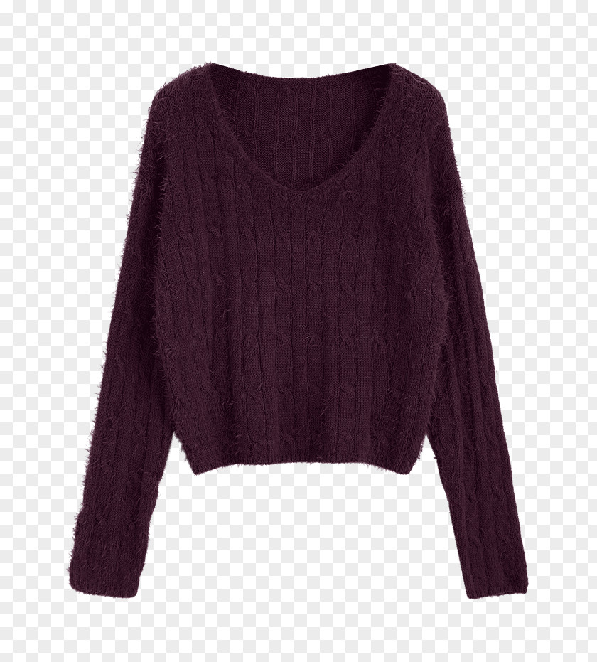 Cable Knit Sleeve Shirt Clothing Crew Neck Crop Top PNG