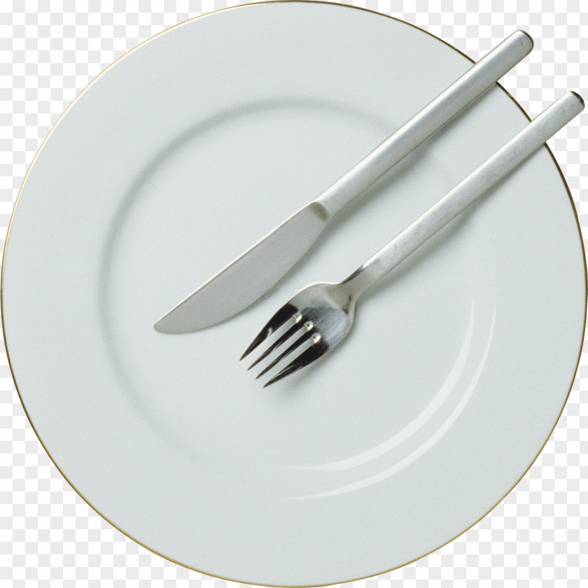 Fork Knife Plate PNG Plate, round white ceramic plate with fork and butter knife clipart PNG
