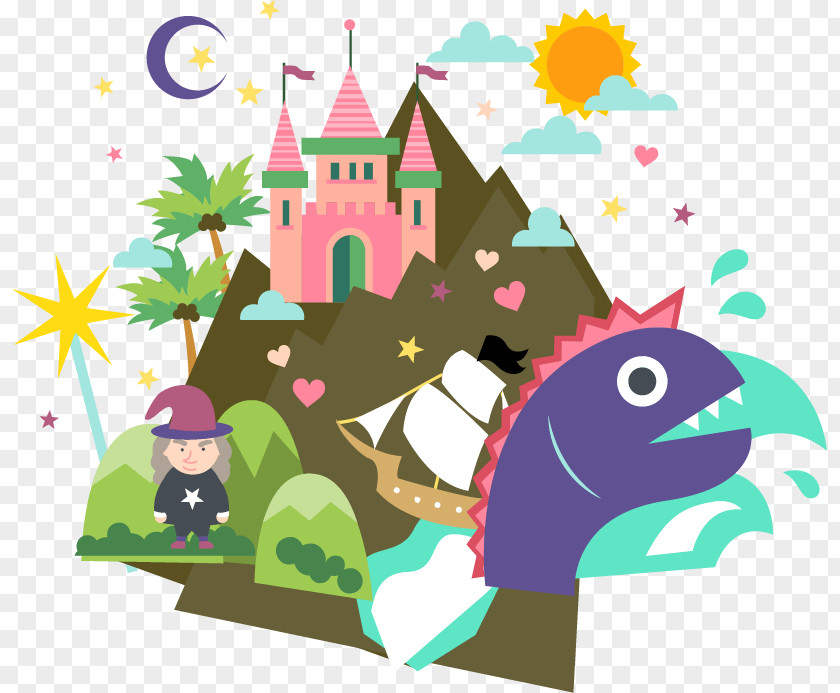 Hand-drawn Cartoon Castle Landscape Design Fiction Writing Essay Non-fiction PNG