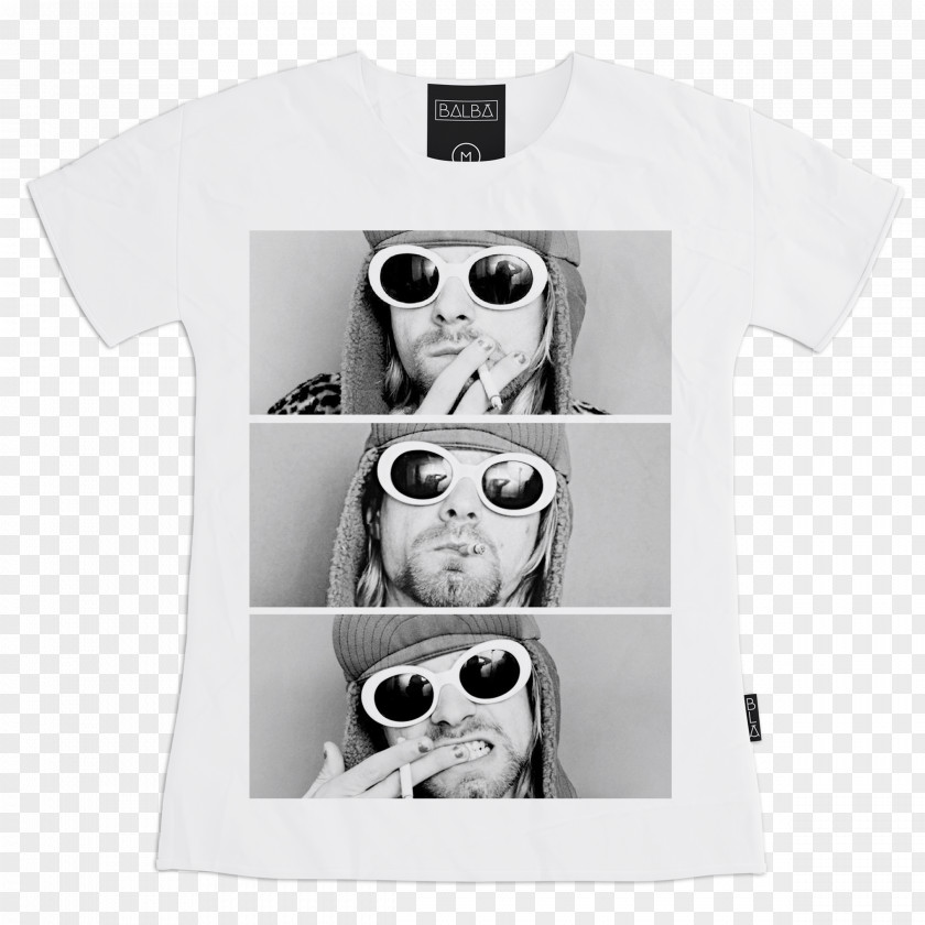 Kurt Cobain T-shirt White Sleeve Neck Font PNG