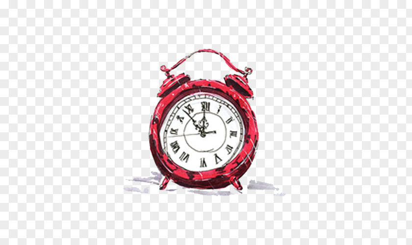 Hand-painted Red Alarm Clock Illustration PNG