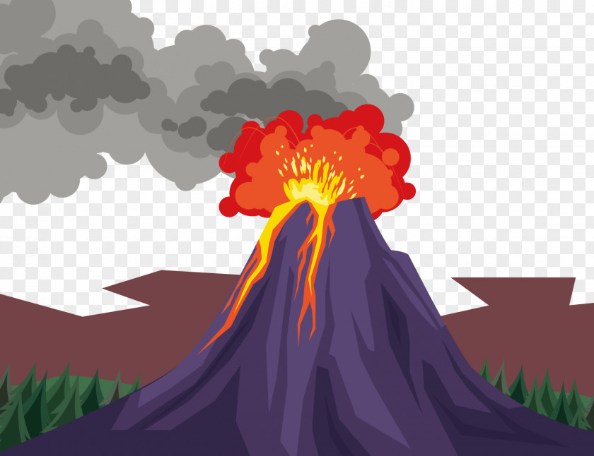 Vector Volcano Eruption Euclidean Xc9ruption Volcanique PNG