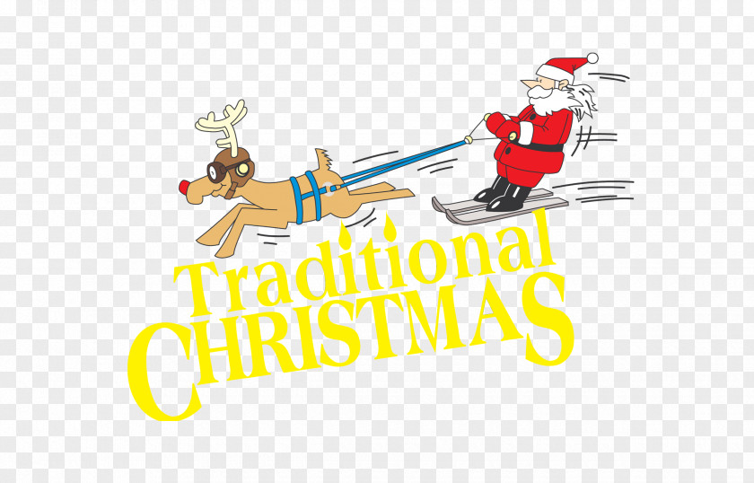 Ski Santa Claus Reindeer Christmas Illustration PNG