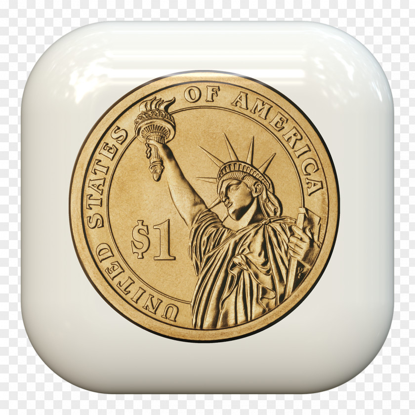 Ceramic Gold United States Dollar Coin Presidential $1 Program PNG