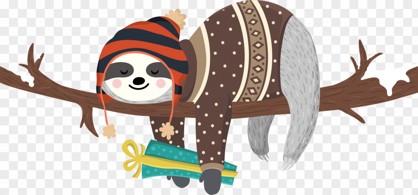 Wearing A Hat Of Lazy Vector Sloth Illustration PNG