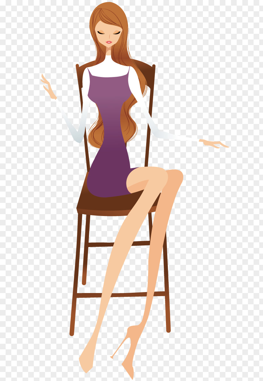 Woman Sitting On A Stool PNG