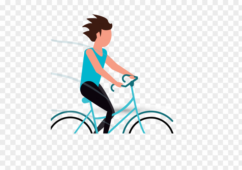 Vector Color Cycling Boy Expressionless Bicycle Vecteur Clip Art PNG