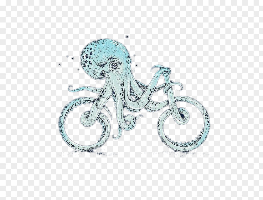 Creative IllustrationOctopus Bike Octopus Card Creativity Illustration PNG