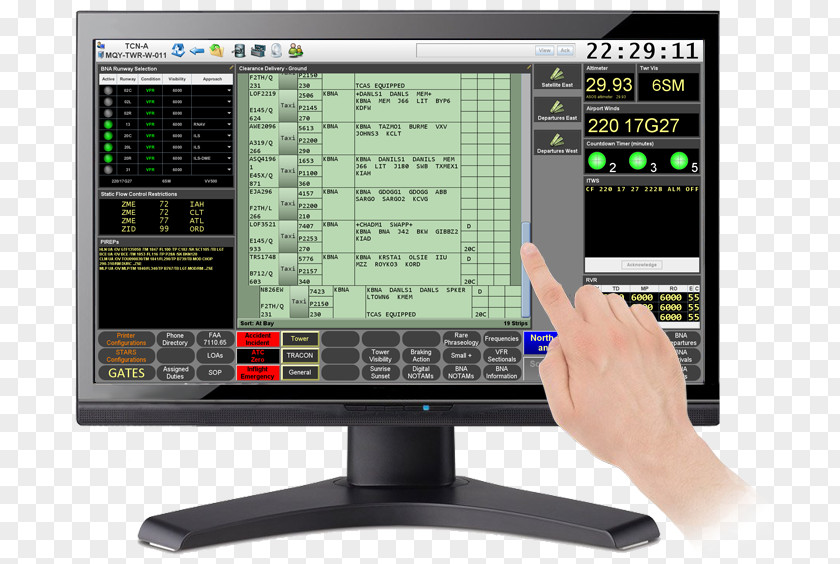 Flight Progress Strip Computer Monitors Air Traffic Control Electronics Touchscreen PNG
