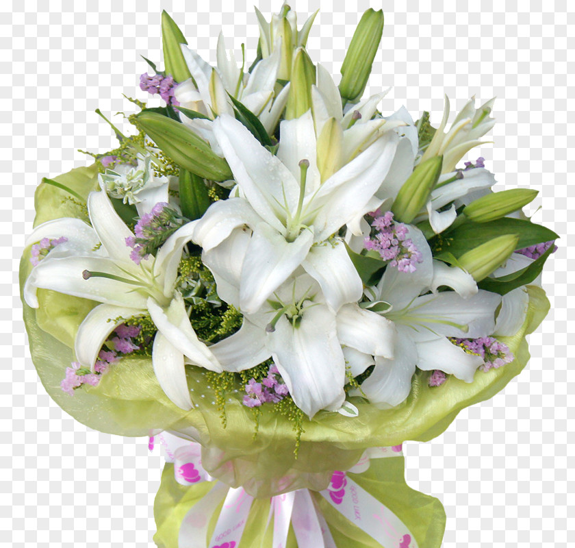 Bouquet Of White Lilies Pale Green Packaging Taiyuan Pingxiang Flower Cake Lilium PNG
